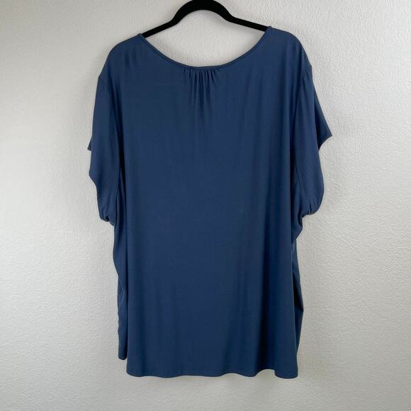 Tommy Hilfiger Navy Blue Short Sleeve Pleated Babydoll Peasant Top Plus 3X NWT - Picture 12 of 12